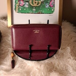 Gucci Bamboo Tassel Zip Around Wallet  EUC